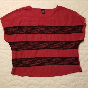 Torrid Red and Black Silk top ❤SAME DAY SHIP❤